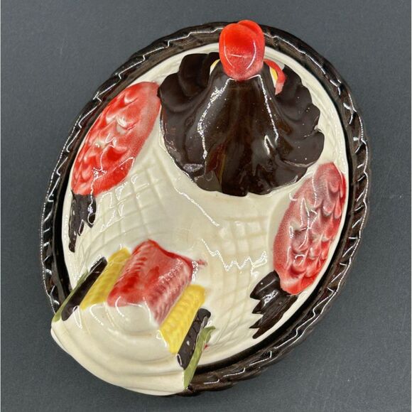 Metlox Poppytrail Vintage Hen In Nest Pottery Dish 6.5"L x5"H x5 1/4"W - Picture 3 of 10